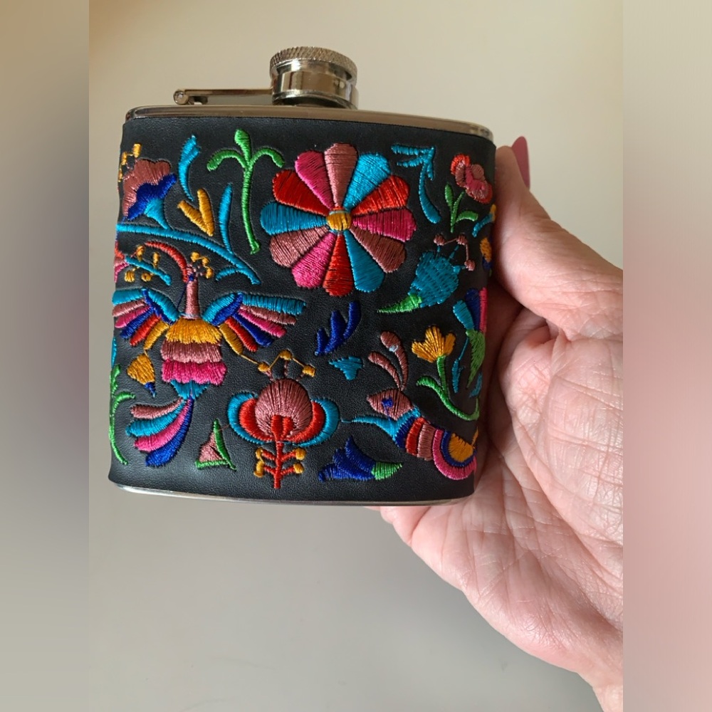 Stainless Steel 6 Oz. Flask with Embroidered Cover